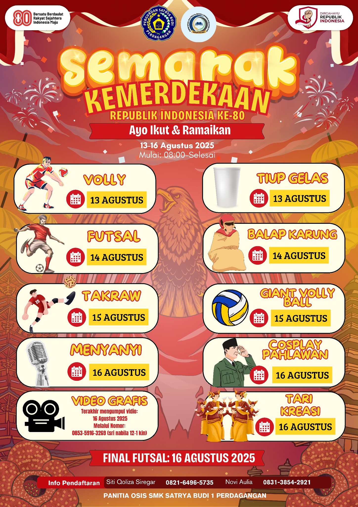 Meriahkan HUT RI ke-80, SMK Satrya Budi Gelar Berbagai Perlombaan